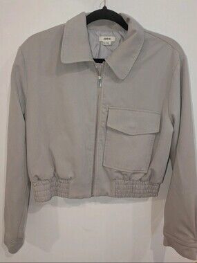 Jason Wu Light Beige Cropped Bomber Jacket Medium